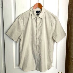 VINCE - Cream & White Striped Short Sleeve Shirt.